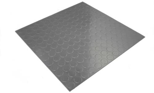 Industrial Thick Round Coin Rubber Flooring Tile 500mm x 500mm x 3mm (Mid Grey)