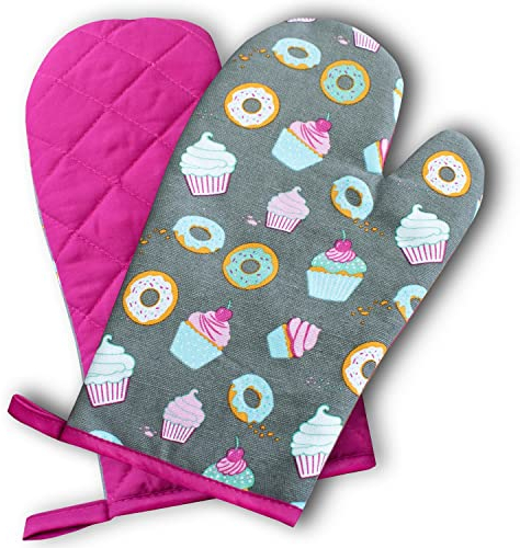 Ofenhandschuhe Kitchen, Cakes, rosa, 1 Paar, PSA-Kategorie II bis 250°C hitzebeständig, geprüftes und zertifiziertes Produkt