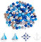 SUPERFINDINGS 168 Stück Holzperlen Mit Meeresmotiv 8 Farben Natürliche Runde Holzperlen 4 Stück Große Segelboot Charm Perlen 2 Stile Helm Anker Anhänger Basteln Lose Abstandsperlen