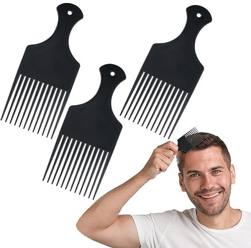 3 Stück Hair Tenedor Peine Antideslizante Styling Comb Straight Hair Picks Para Rizado Hair Styling Peluquería Herramienta Hombres Y Mujeres (Negro)