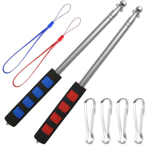 FL HUA 2 Mástiles Telescopico Bandera, 1,6M, Palo Extensible para Bandera de Acero Inoxidable, Mastil Bandera Extensible Portátil para Festivales, Profesores, Guías de Viaje