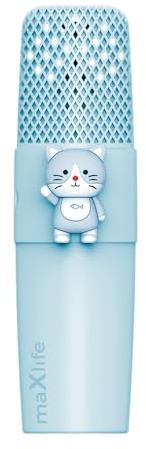FOREVER Maxlife microfono bluetooth con altoparlante MXBM-500 blu gatto altoparlante senza fili con microfono 3W compatibile con iPhone, Android, batteria da 400 mAh, regali per bambini