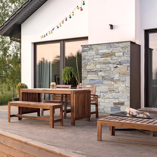dedeco Outdoor-Rückwand Dekor Wand für Garten, Terrasse, als Außenfassade Paneel Motiv: Stein V3, 250 x 100 cm, Nano-Protect: matt, wasserfest, robust, Wandverkleidung aus Hartschaum PVC
