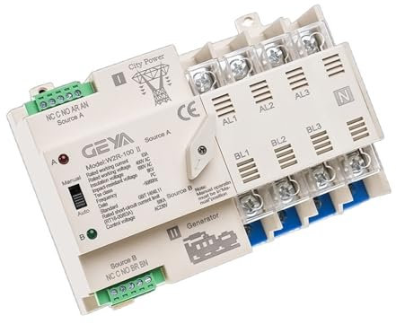 W2R ATS 4P Mini ATS Interruptor de Transferencia Automática interruptor de alimentación ininterrumpida 63A 100A 110V 220V línea de regalo (Size : 4P 63A 220V)