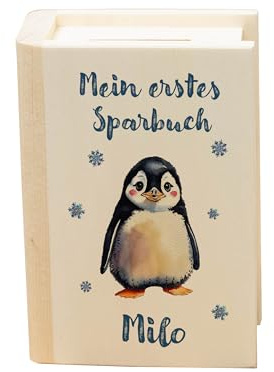 Meinkerzenshop Mein erstes Sparbuch - personalisierte Spardose aus Holz mit unterschiedlichen Kindermotiven zur Auswahl