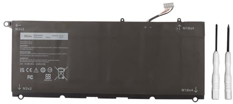 Batterie D'ordinateur Portable 60 WH for Dell XPS 13 XPS13 9350 13D XPS13D 9343 Series, XPS13D 9343 1808T XPS13D 9343 3708 XPS13D 9343 1708, jusqu'à 1000 Cycles de Charge