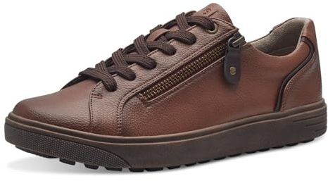 Jana Damen Sneaker flach mit Reißverschluss Vegan, Braun (Cognac), 40 EU