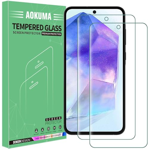 AOKUMA für Samsung Galaxy A55 5G Panzerglas, 2 Stücke, Schutzfolie kompatibel mit Samsung A55, Premium Schutzfolie mit 9H Härte, Anti Kratzer schutzglas, Splitterfest,Anti-Bläschen