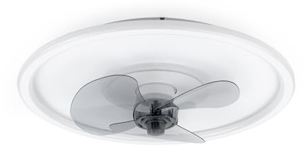 Noaton 13045W Puppis, Deckenventilator mit Beleuchtung, LED Dimmbar max 77 W, 3 Farbtemperaturen, Fernbedienung, Timer, Luftdurchsatz bis zu 15 m3/min, Durchmesser 45 cm, Weiß