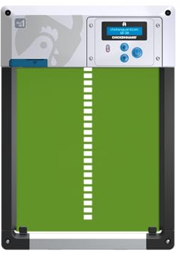 Porte poulailler Automatique 'ChickenGuard All-in-One'. Écran LCD programmable, Mode Hiver Puissant, Capteur de Lumière/Minuterie, Arrêt de Sécurité, Porte/Trappe en Aluminium (Vert + Piles)