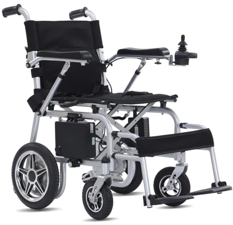 Elektrischer Rollstuhl Klappbar Leichter Faltbarer Rollstuhl Elektrisch Tragbarer Ultraleicht Klappbare Reiserollstuhl Elektrische Rollstühle Batterie 12Ah Tragfähigkeit 100kg