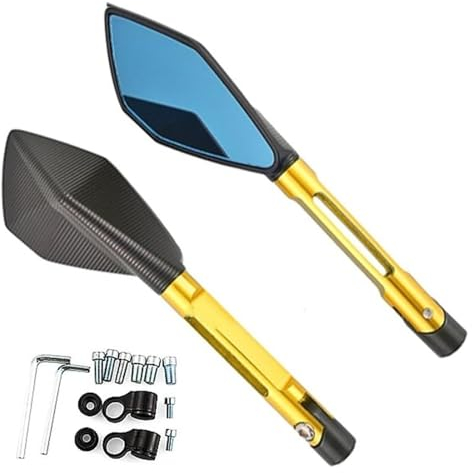 Motorrad-Rückspiegel Für A-prilia Für DORSODURO 1200 750 Für DORSODURO1200 Für DORSODURO750 Motorrad Rückspiegel Anti-glare Spiegel (Farbe : 1-Gold)