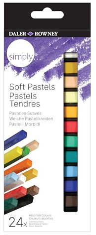 DALER-ROWNEY Simply Soft Pastels 24 x Assorted Colours Set, Drawing Art Supplies, For Entry-Level Artists & Hobbyists