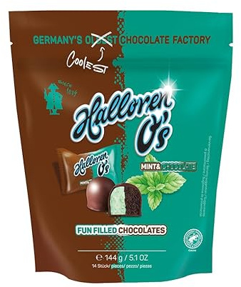 Original Halloren O's Mint & Brownie – Gefüllte Halloren Kugeln im 144-g-Beutel mit Brownie- und Minzcreme – Pralinen
