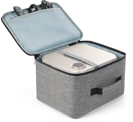 Aurzen Projector Carrying Case BOOM 3, Portable Projector Bag with Accessories Storage Pockets, Storage Travel Case, Medium(11.61 x 9.45 x 7.87 Inches), Grey