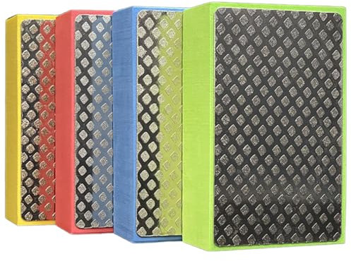 4 Pcs Diamond Polishing Pads, Tile Polishin g Pad s, Sanding Block, Hand Polishing Pads for Glass, Granite, Concrete, Marble, Ceramic & Stone Grinding & Trimming (Mesh Surface 60#,100#,200#,400#)