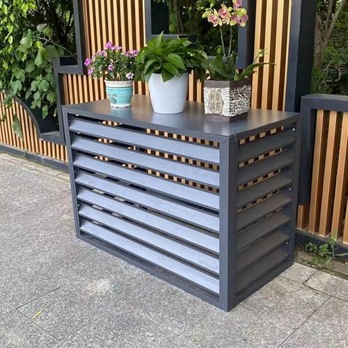 Cubre Aire Acondicionado de Aluminio Cubierta de Aire Acondicionado Exterior Funda de Rejilla de Protección para Aire Acondicionado(Gris,110x60x80cm)