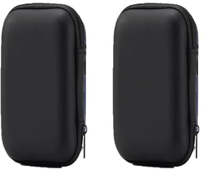 HoAhaMaya 2-teilige Kopfhörer Aufbewahrungstasche, kopfhörer Tragetasche mit Innenfach, Eva, Mini, Harte Aufbewahrungsbox für MP3 kabelgebundene Kopfhörer, USB Datenkabel Schlüsselkarte (schwarz)