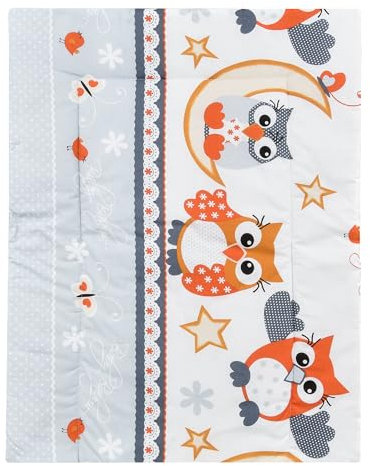 Baby Delux Wickelauflage Wickelunterlage 60x75 cm weiche Wickeltischauflage Baumwolle wasserdicht waschbar (Eule grau)