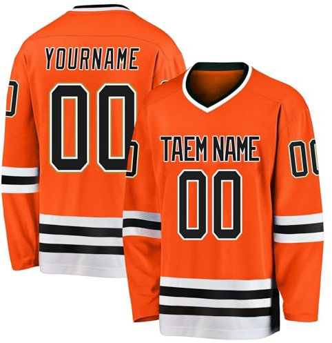Hockey Jersey Custom Ice Hockey for Mens Personalized Name Number Logo Hockey Practice Jersey for Hockey Fans Youth Styled Orange