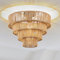 FORCOSO Deckenleuchte Rattan, Boho Deckenlampe mit 4 Lagen Natürlicher Rattan Lampenschirm, E27 Vintage Kronleuchter, Rustikal Braun Lampe Decke Für Wohnzimmer Schlafzimmer Esszimmer Küche Flur