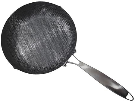 MOLUCKFU Wok De Acero Inoxidable Estructura De Panal De Miel Sartén Antiadherente Para Cocción Casa Para Freír Verduras Huevos y