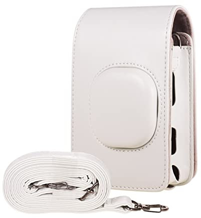 GLBMLMTHZP Retro Soft Mini Camera Bag PU Leather Case With Shoulder Strap Instant Camera Bag Fit For Fujifilm Instax Mini LiPlay camera bag(Smokey White)