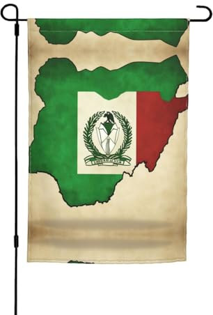 Bandera de Nigeria Map03 - Bandera de jardín de doble cara de 12 x 18 pulgadas, decoración vertical para patio, granja, césped, patio