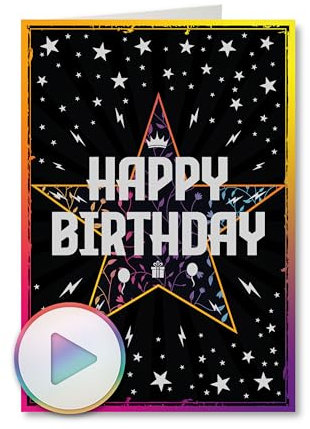 Personalisierbare Geburtstagskarte mit Audiofunktion – Geburtstagsmotiv innen & außen, USB-C-Anschluss, bis zu 16 MB MP3-Datein, für persönliche Sprachnachrichten & Musik