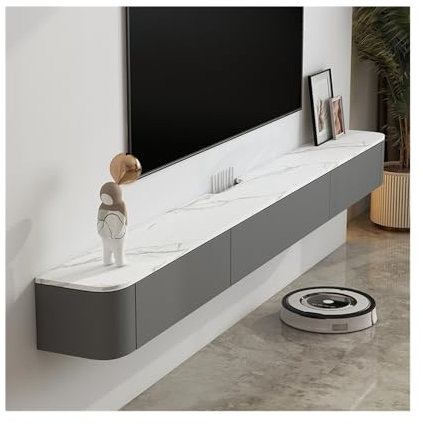 Mueble de TV Suspendido Soporte flotante for TV con espacio de almacenamiento, consola multimedia flotante montada en la pared con escritorio de tablero de roca for debajo del televisor, estilo modern