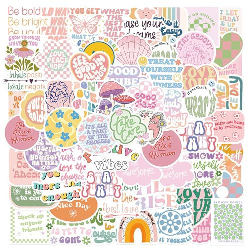 EDLMKM 100PCS Pink Motivational Stickers, Waterproof Motivational, Positive Laptop Stickers, Book Sticker, for Computer Phone Hard Hat Car and Decals Inspirational Sticker