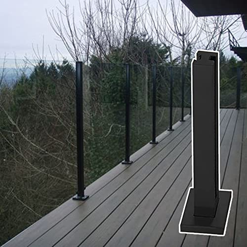 Balustrade Pfosten Schwarz Glas Geländer Pfosten für Außen Beton oder Holzboden Glasgeländer Sicherheit Quadratisch Balkon Zaun Stange Handlauf