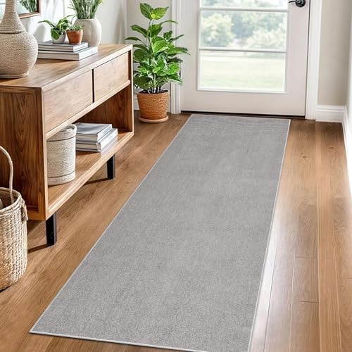 Teppich Läufer Flur Lang 50 x 140 cm rutschfest Küchenläufer Teppich Waschbar Küchenteppich Teppichläufer Flur Läufer Teppich Grau Eingangstürmatte Flurläufer Teppich Läufer für Flur Küche Korridor
