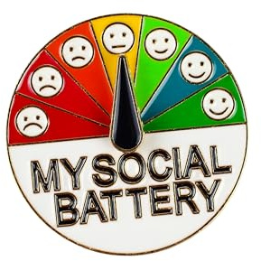 My Social Battery Enamel Pin, Cute Creative Expression Pin For Introverts Interactive Brooch Pin, Gift For Introverted Anti-Social Quiet Person, Emotional Mood Brooches, Social Anxiety Lapel Badge
