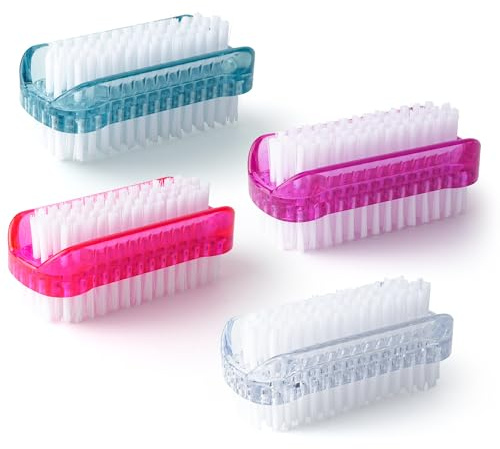 4 Pezzi Spazzolino Unghie Doppio Lato, Spazzola Unghie Mani, Spazzolina per Unghie Colorata Portatile