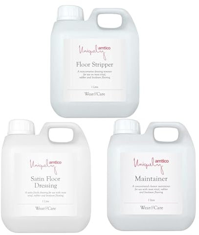 Amtico Complete Floor Care Kit – 3 x 1Litre Bundle | Includes Floor Stripper, Satin Floor Dressing & Maintainer | Full Cleaning & Protection System For Your LVT | Project DIY