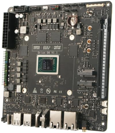 Radxa Orion-O6 Mini ITX-Board mit 12-Core CPU, 28.8TOPs NPU, LPDDR5 und PCIe Gen4 16-Lane (64GB RAM)