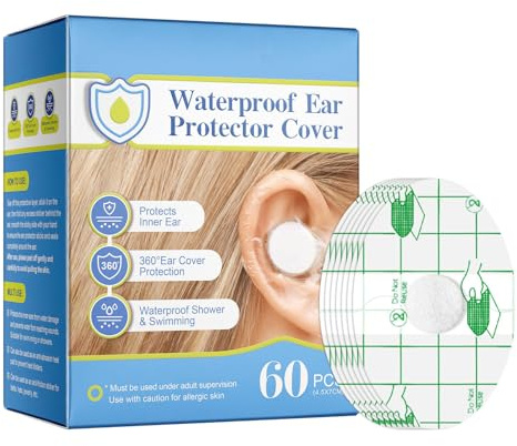 Autocollants d'oreilles pour bébé,Protège-oreilles imperméable pour bébé 60 pièces - Couvre-oreilles de protection auditive Patchs autocollants pour la natation Surf