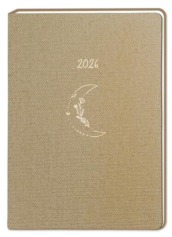 Terminplaner Nature Art - Mond A5 - Taschenkalender 2026 - Grafik Werkstatt - Buchkalender mit edlem Kupferdruck und Lesebändchen - 1 Woche auf 2 Seiten - 13,5 cm x 18,5 cm