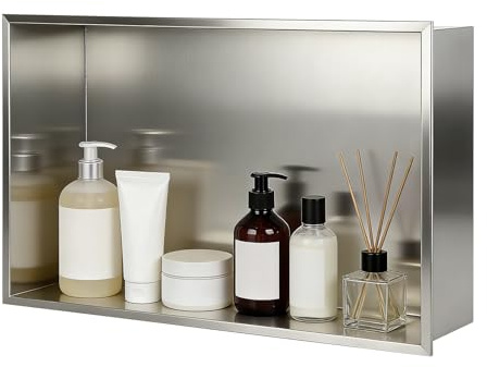 XLSBZ Wandnische Dusche 304 Edelstahl, 45x30x10cm Eingebettete Duschnische, Keine Fliesen Erforderlich, Badezimmer Lagerung