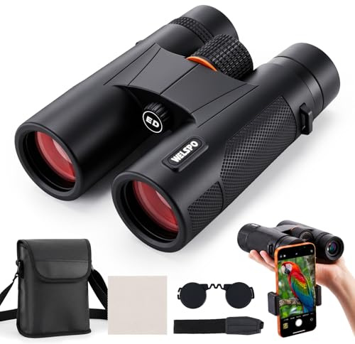 WELSPO 10x42 ED Binoculars, Bird Watching Binoculars | Waterproof & Fogproof, For Hunting, Hiking, Football Games, Stable with Tripod & Phone Adapter