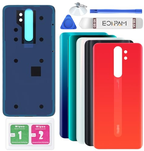 Eonpam Back Cover Glass for Xiaomi Redmi Note 8 Pro Rear Glass Replacement with Repair Kit Genuine Rear Housing (Coral Orange)