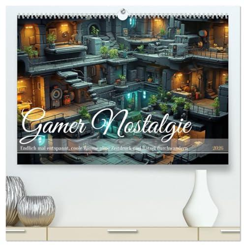 Gamer Nostalgie (hochwertiger Premium Wandkalender 2026 DIN A2 quer), Kunstdruck in Hochglanz: 16bit Kult und entspannte Augen Wanderung (CALVENDO Spass)