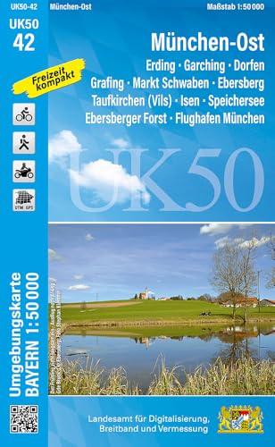 UK50-42 München-Ost: Erding, Garching, Dorfen, Grafing, Markt Schwaben, Ebersberg, Taufkirchen (Vils), Isen, Speichersee, Ebersberger Forst, Flughafen ... Karte Freizeitkarte Wanderkarte)