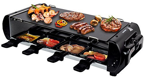 Syntrox Germany Design Glas Raclette Sitten mit Glas-Keramik Platte für 8 Personen Grill
