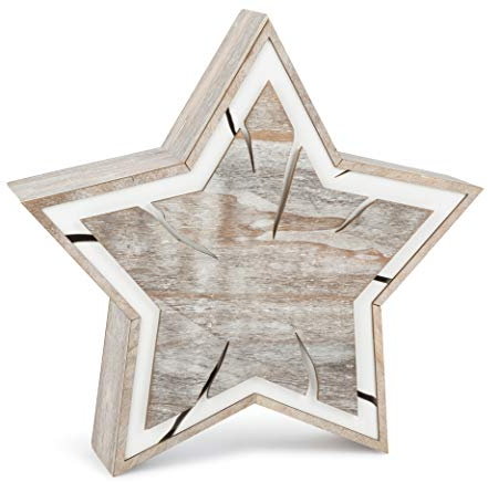 small foot Leuchtstern Baumscheiben-Design aus Holz, mit LED-Beleuchtung, moderne Weihnachtsdekoration, Art.-Nr. 11004