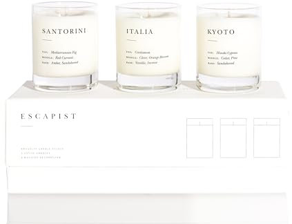 Brooklyn Candle Studio Escapist Mini Kerzen 3er Set - Santorini + Kyoto + Italia