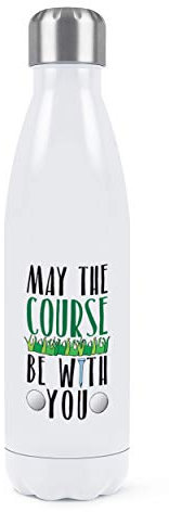 May The Course Be Contigo Doble Pared Bidón Aislante Acero Inoxidable Deporte Bebidas 500ml Blanco