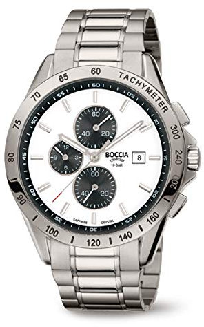 Boccia Herren Chronograph Quarz Uhr mit Titan Armband 3751-04