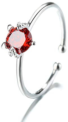 PRAK Damen 925 Sterling Silber Luxus Ringe,Silber Ringe Cat Einstellbare Finger Ringe Wein-Rot Zirkon Süße Katze Ring Für Frauen Mode Schmuck
